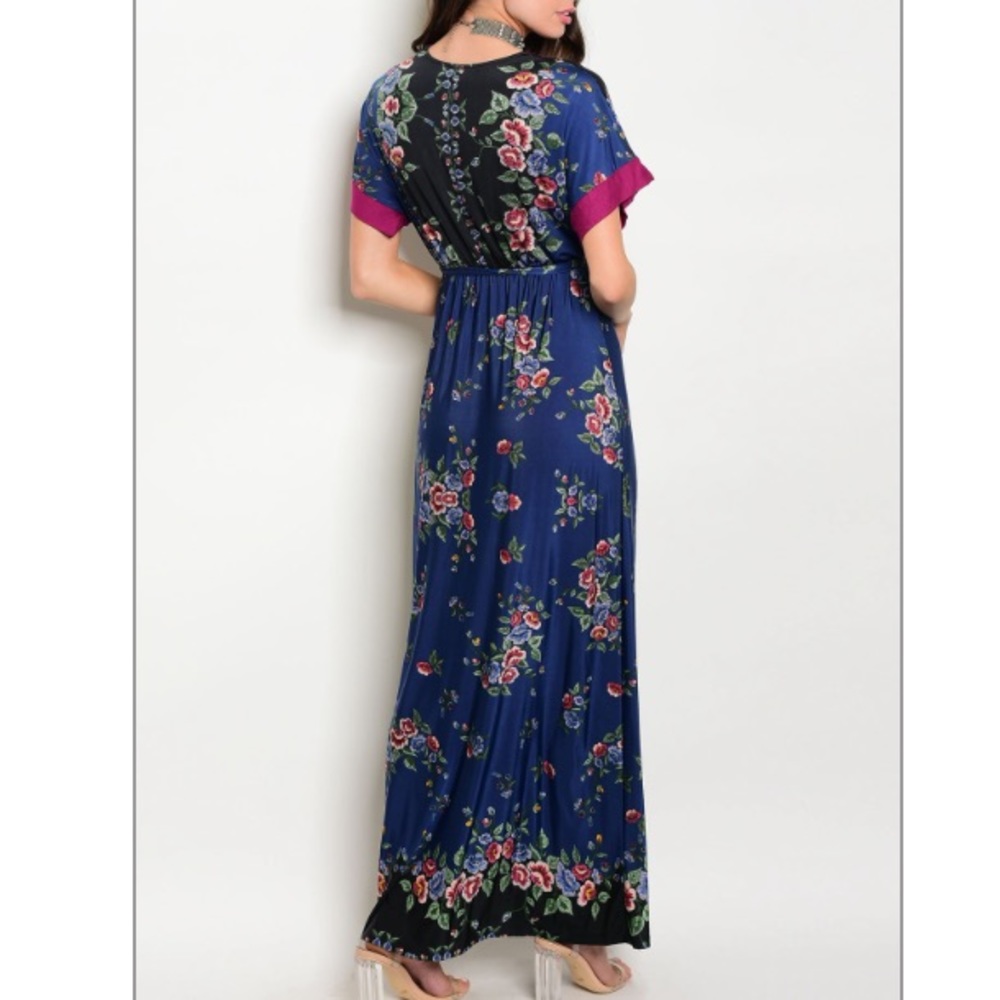 Navy & magenta floral maxi dress, PRETTY! - Picture 2 of 7